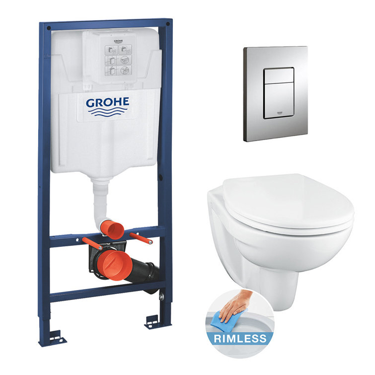 Livea Wall Hung Toilet and Mounting Frame with Button Flush Wayfair.co.uk